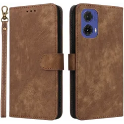 Phonesta Vintage Skin Book Wallet Case hoesje voor Motorola Moto G85 - Bruin