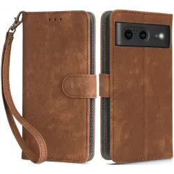 Phonesta Vintage Skin Book Wallet Case hoesje voor Google Pixel 8 - Bruin