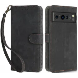 Phonesta Vintage Skin Book Wallet Case hoesje voor Google Pixel 8 Pro - Zwart