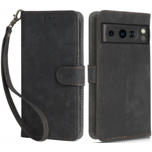 Phonesta Vintage Skin Book Wallet Case hoesje voor Google Pixel 8 Pro - Zwart