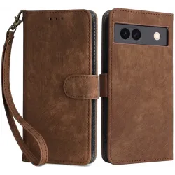 Phonesta Vintage Skin Book Wallet Case hoesje voor Google Pixel 8a - Bruin