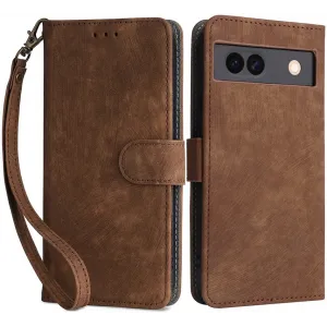 Phonesta Vintage Skin Book Wallet Case hoesje voor Google Pixel 8a - Bruin
