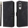 Phonesta Vintage Skin Book Wallet Case hoesje voor Samsung Galaxy S25 Edge - Zwart