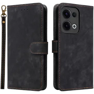 Phonesta Vintage Skin Book Wallet Case hoesje voor Oppo Reno13 - Zwart