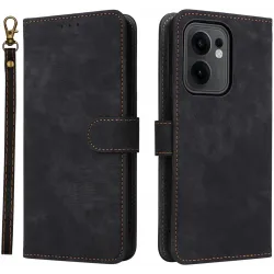 Phonesta Vintage Skin Book Wallet Case hoesje voor Oppo Reno13 F 4G/5G / Reno13 FS 5G - Zwart