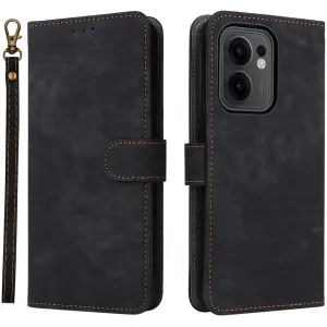 Phonesta Vintage Skin Book Wallet Case hoesje voor Oppo Reno13 F 4G/5G / Reno13 FS 5G - Zwart