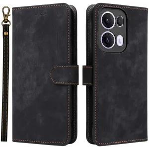 Phonesta Vintage Skin Book Wallet Case hoesje voor Oppo Reno13 Pro - Zwart