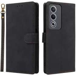 Phonesta Vintage Skin Book Wallet Case hoesje voor Oppo A80 - Zwart