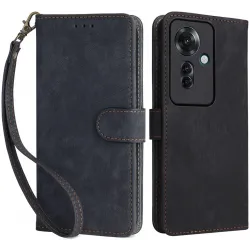 Phonesta Vintage Skin Book Wallet Case hoesje voor Oppo Reno11 F 5G - Zwart