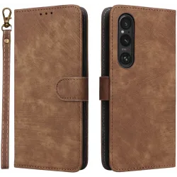 Phonesta Vintage Skin Book Wallet Case hoesje voor Sony Xperia 1 VI - Bruin