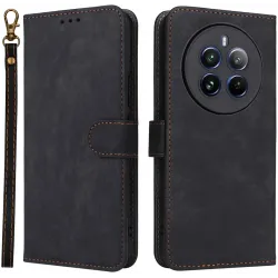 Phonesta Vintage Skin Book Wallet Case hoesje voor Realme 12 Pro/12 Pro Plus - Zwart