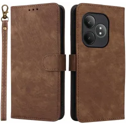 Phonesta Vintage Skin Book Wallet Case hoesje voor Realme GT 6 - Bruin