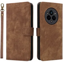 Phonesta Vintage Skin Book Wallet Case hoesje voor Realme 14 Pro - Bruin