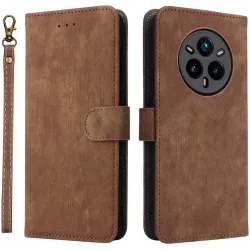 Phonesta Vintage Skin Book Wallet Case hoesje voor Realme 14 Pro Plus - Bruin