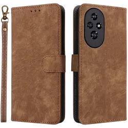 Phonesta Vintage Skin Book Wallet Case hoesje voor HONOR 200 - Bruin