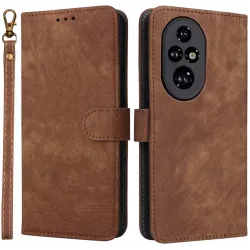 Phonesta Vintage Skin Book Wallet Case hoesje voor HONOR 200 Pro - Bruin