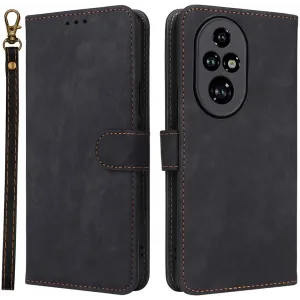 Phonesta Vintage Skin Book Wallet Case hoesje voor HONOR 200 Pro - Zwart