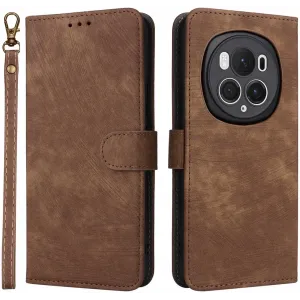 Phonesta Vintage Skin Book Wallet Case hoesje voor HONOR Magic6 Pro - Bruin