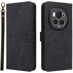 Phonesta Vintage Skin Book Wallet Case hoesje voor HONOR Magic6 Pro - Zwart