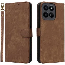 Phonesta Vintage Skin Book Wallet Case hoesje voor HONOR 200 Smart - Bruin