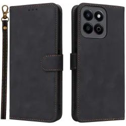 Phonesta Vintage Skin Book Wallet Case hoesje voor HONOR 200 Smart - Zwart