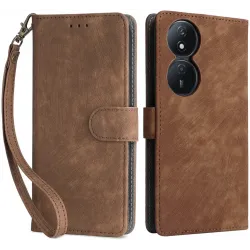 Phonesta Vintage Skin Book Wallet Case hoesje voor HONOR 90 Smart/X7b - Bruin