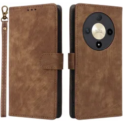 Phonesta Vintage Skin Book Wallet Case hoesje voor HONOR Magic6 Lite - Bruin