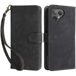 Phonesta Vintage Skin Book Wallet Case hoesje voor Fairphone 5 - Zwart