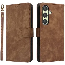 Phonesta Vintage Skin Book Wallet Case hoesje voor Samsung Galaxy S25 - Bruin
