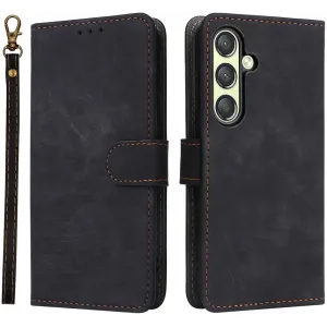 Phonesta Vintage Skin Book Wallet Case hoesje voor Samsung Galaxy S25 - Zwart