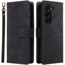 Phonesta Vintage Skin Book Wallet Case hoesje voor Samsung Galaxy Z Fold 6 - Zwart