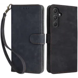 Phonesta Vintage Skin Book Wallet Case hoesje voor Samsung Galaxy A55 - Zwart