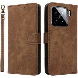 Phonesta Vintage Skin Book Wallet Case hoesje voor Xiaomi 15 - Bruin