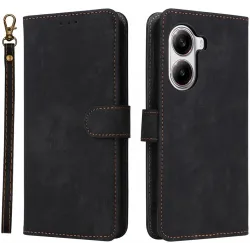Phonesta Vintage Skin Book Wallet Case hoesje voor Xiaomi Poco X7 Pro - Zwart