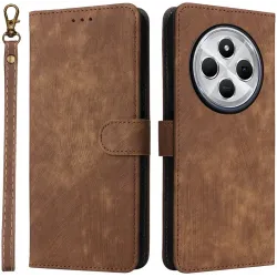 Phonesta Vintage Skin Book Wallet Case hoesje voor Xiaomi Redmi 14C / Xiaomi Poco C75 - Bruin