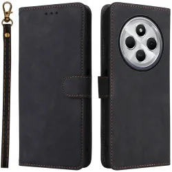 Phonesta Vintage Skin Book Wallet Case hoesje voor Xiaomi Redmi 14C / Xiaomi Poco C75 - Zwart