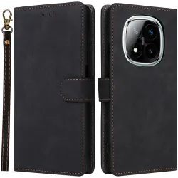 Phonesta Vintage Skin Book Wallet Case hoesje voor Xiaomi Redmi Note 14 Pro 5G/14 Pro Plus / Xiaomi Poco X7 - Zwart