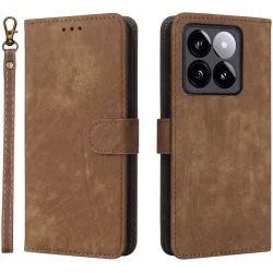 Phonesta Vintage Skin Book Wallet Case hoesje voor Xiaomi 14T - Bruin