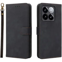 Phonesta Vintage Skin Book Wallet Case hoesje voor Xiaomi 14T - Zwart