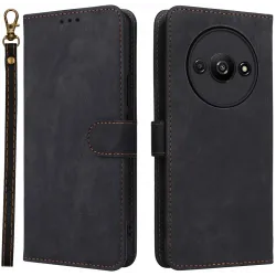 Phonesta Vintage Skin Book Wallet Case hoesje voor Xiaomi Redmi A3 - Zwart