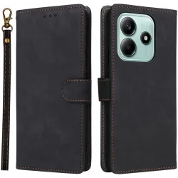 Phonesta Vintage Skin Book Wallet Case hoesje voor Xiaomi Redmi Note 14 5G - Zwart