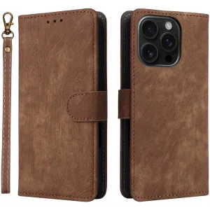 Phonesta Vintage Skin Book Wallet Case hoesje voor Apple iPhone 16 Pro Max - Bruin