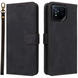 Phonesta Vintage Skin Book Wallet Case hoesje voor Asus ROG Phone 8/8 Pro - Zwart