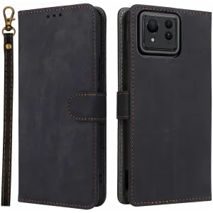 Phonesta Vintage Skin Book Wallet Case hoesje voor Asus Zenfone 11 Ultra - Zwart