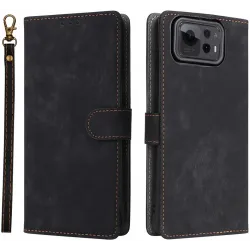 Phonesta Vintage Skin Book Wallet Case hoesje voor Asus Zenfone 12 Ultra - Zwart