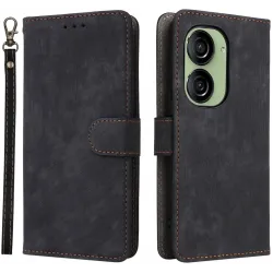 Phonesta Vintage Skin Book Wallet Case hoesje voor Asus Zenfone 10 - Zwart