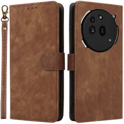 Phonesta Vintage Skin Book Wallet Case hoesje voor Nothing Phone (3a) Pro - Bruin