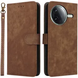 Phonesta Vintage Skin Book Wallet Case hoesje voor Xiaomi Poco F7 Pro/F7 Ultra - Bruin