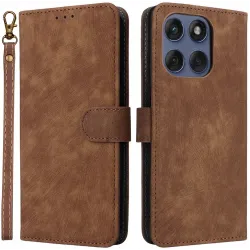 Phonesta Vintage Skin Book Wallet Case hoesje voor Motorola Edge 60 / Edge 60 Fusion - Bruin