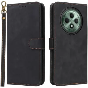 Phonesta Vintage Skin Book Wallet Case hoesje voor Oppo Reno12 F/Reno12 FS - Zwart